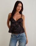 Marinda Top in Jacquard Dark Purple Floral