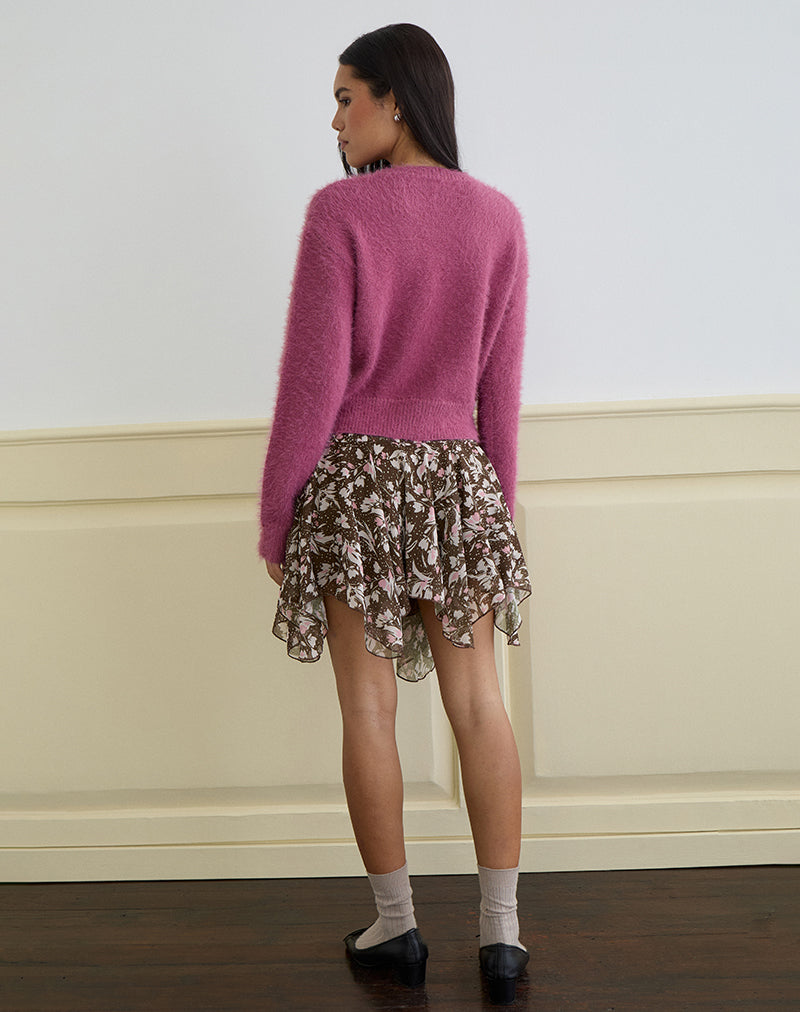 Audrina Cardigan in Fluffy Knit Grape