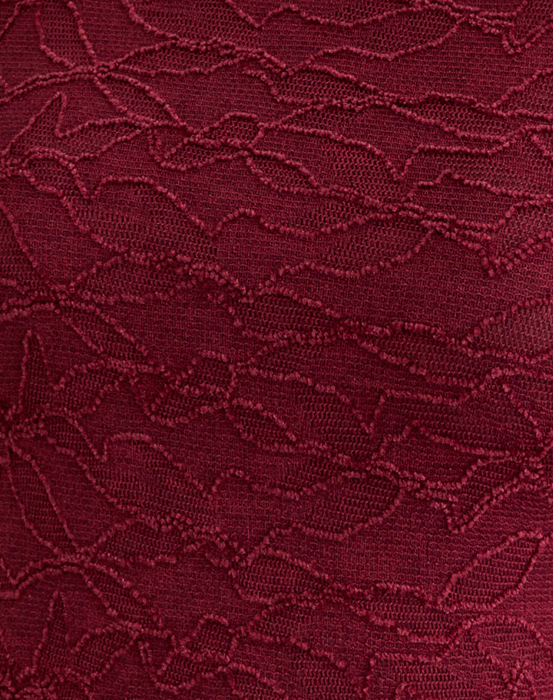 Aven Asymmetric Top in Textured Knit Red