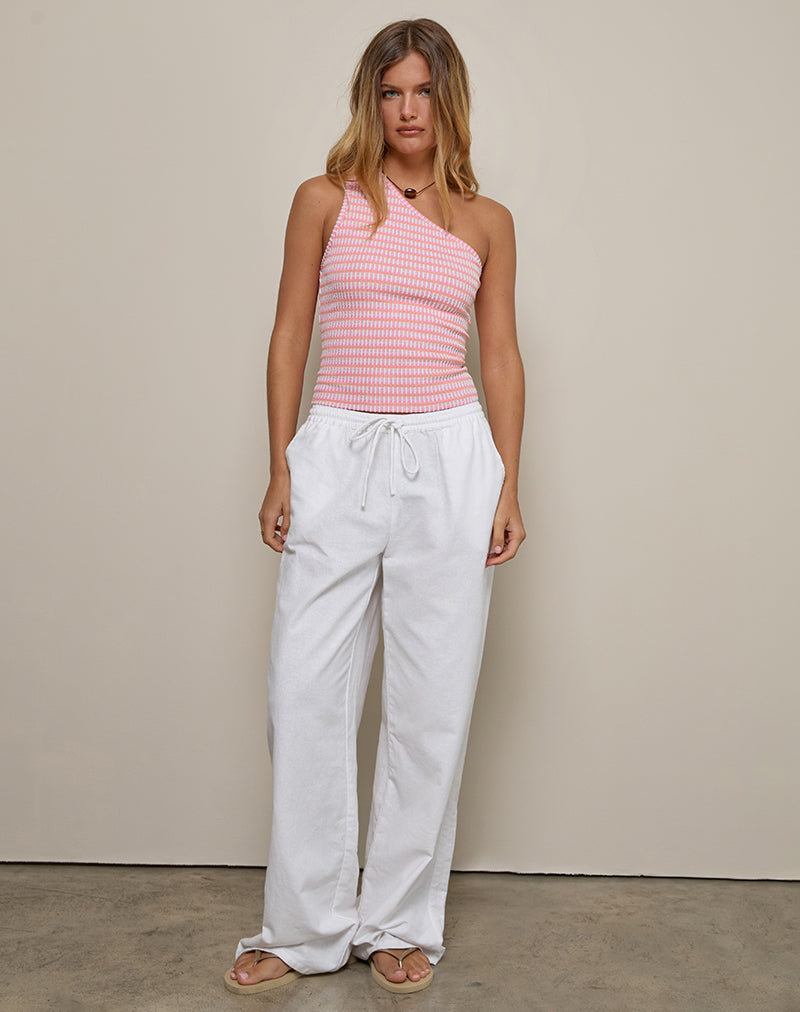 Aviel Top in Textured Rib Stripe Pink