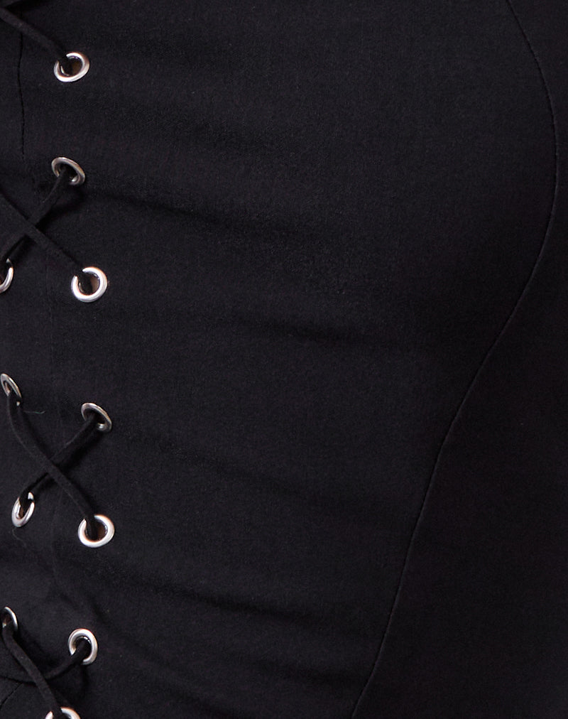 Avira Lace Up Bandeau Top in Tailoring Black