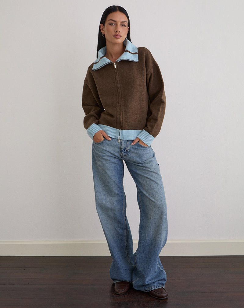 Ayamu Zip Jumper in Knit Brown