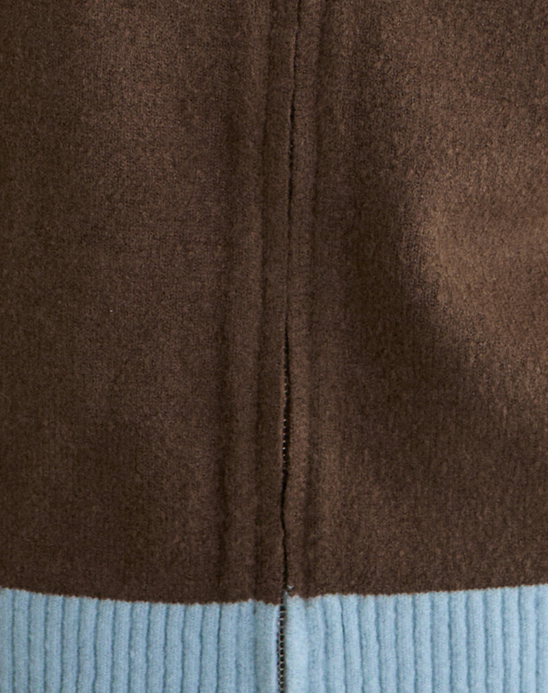 Ayamu Zip Jumper in Knit Brown