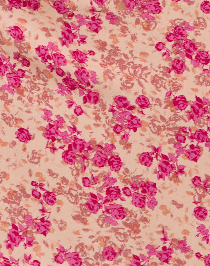 Ayana Backless Mini Dress in Dark Wild Flower Cantaloupe