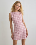 Ayana Backless Mini Dress in Basic Tartan Pink