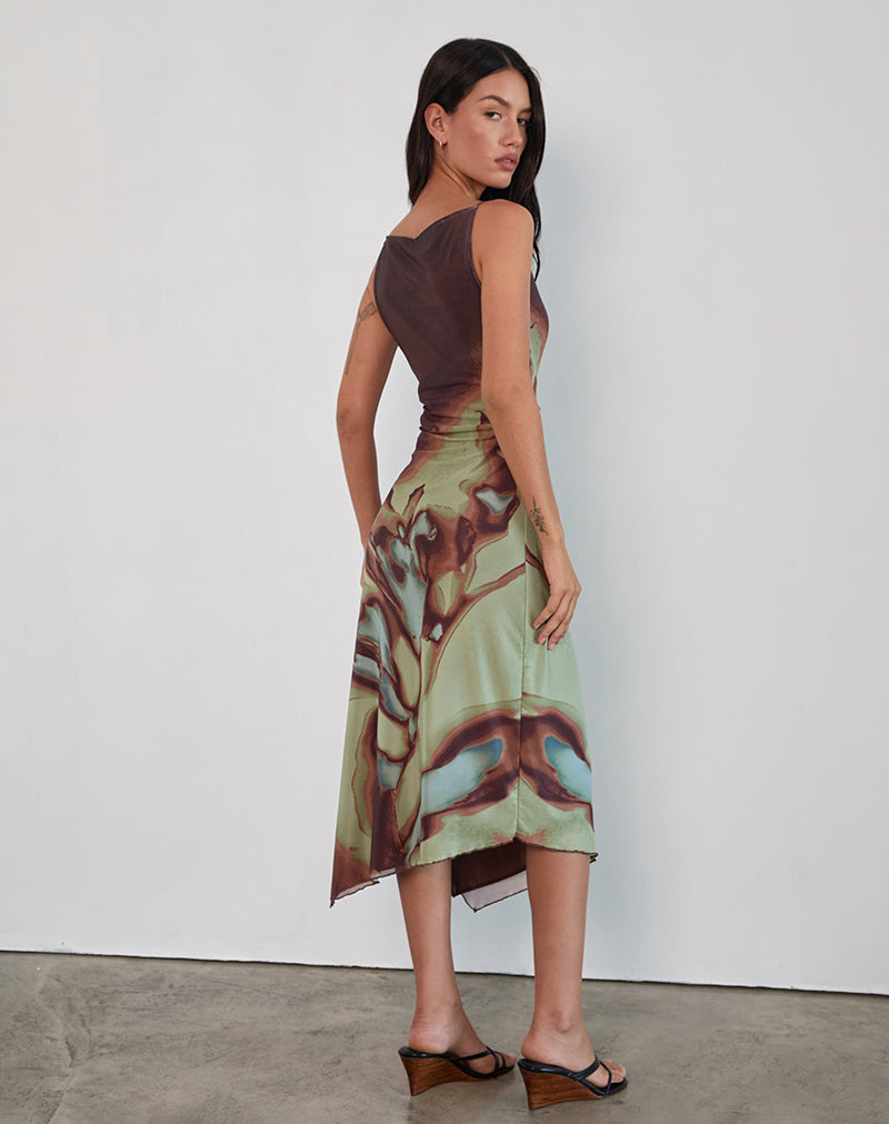Aysun Midi Dress in Lumen Mesh Brown