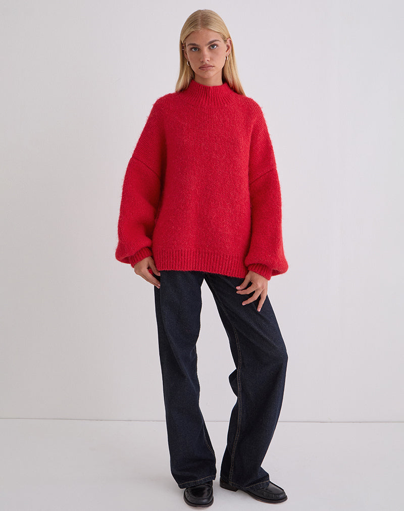 Amato Oversized Jumper in Red