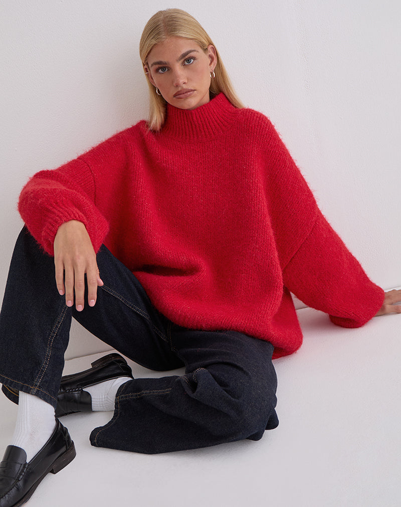 Amato Oversized Jumper in Red