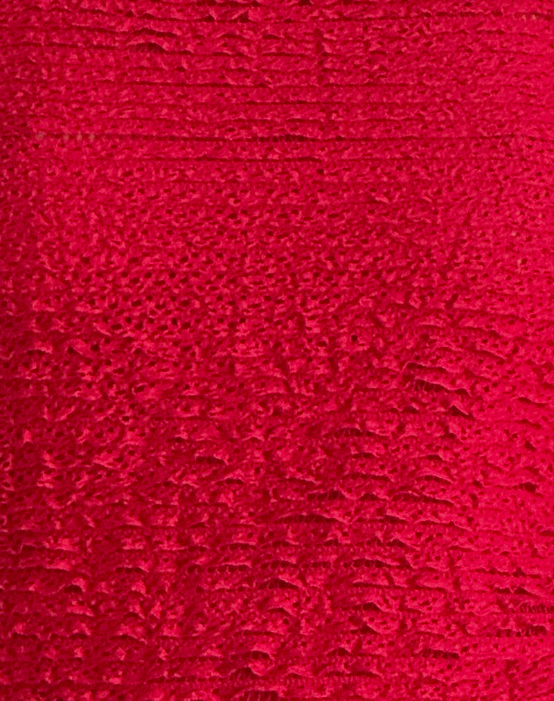 Arien Textured Mock Neck Top in Red