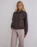 Aviara Cropped Jacket In PU Dark Brown