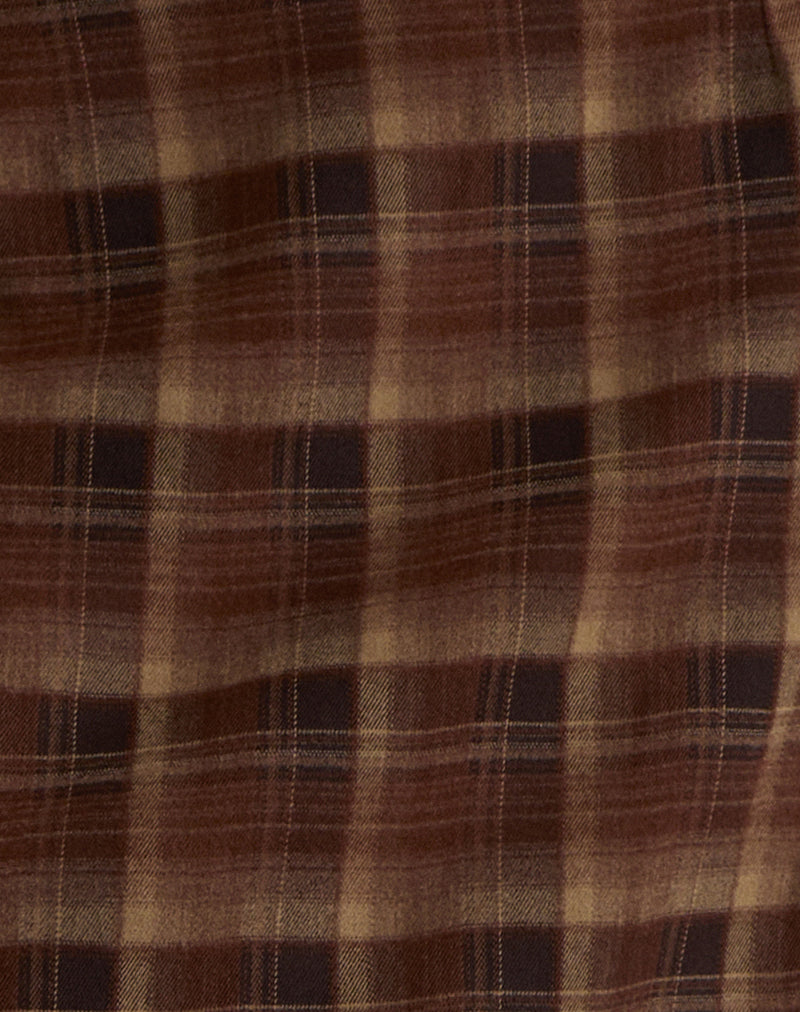 Badria Midi Skirt in Tartan Brown Red