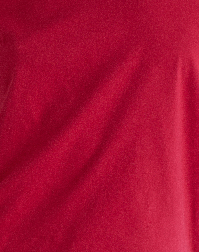 Balia Asymmetric Short Sleeve Basic Top in Adrenaline Red