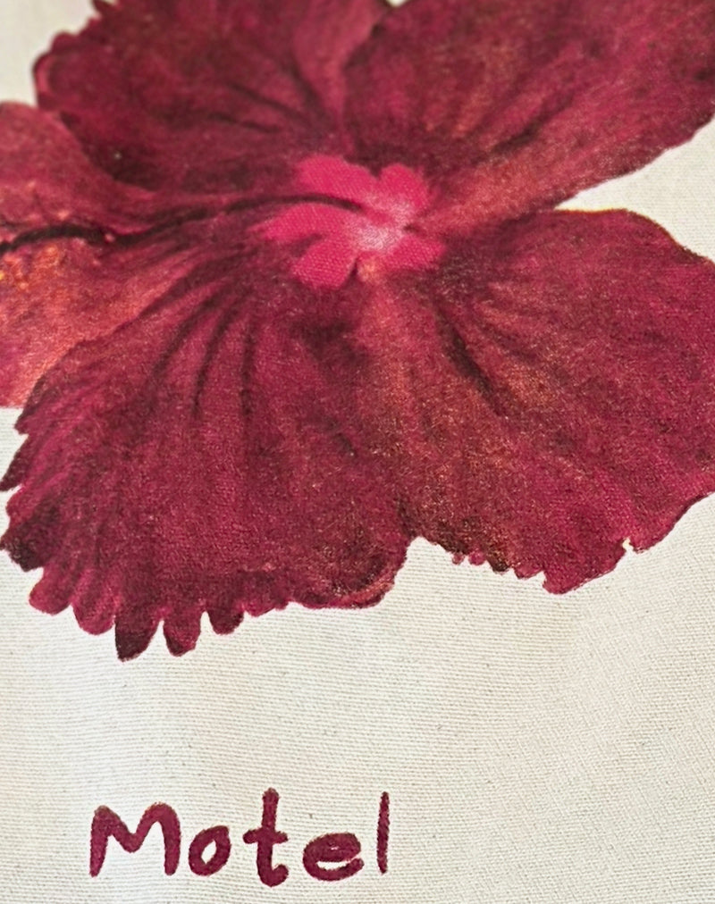 Barbara Tote Bag in Ivory with Hibiscus Print