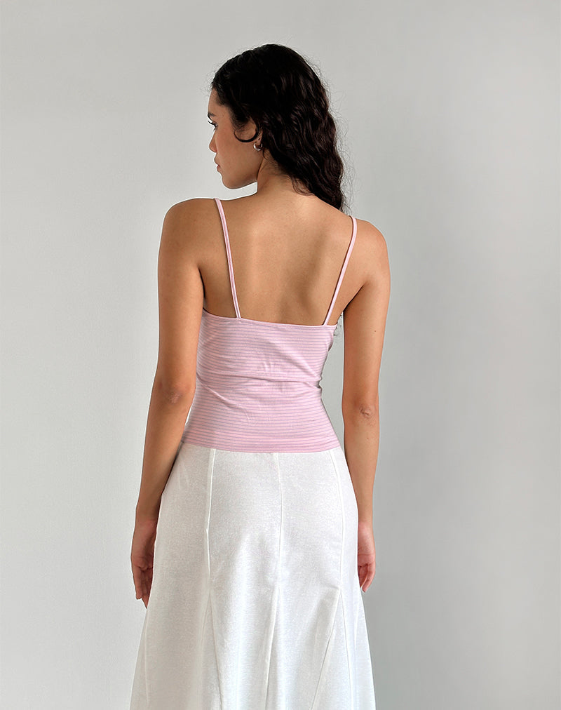 Barlyn Cami Top in Pink and Blue Stripe