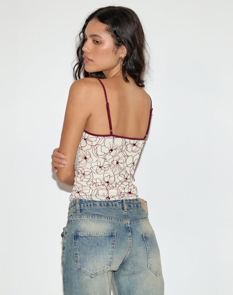 Barlyn Cami Top in Line Flower Cream