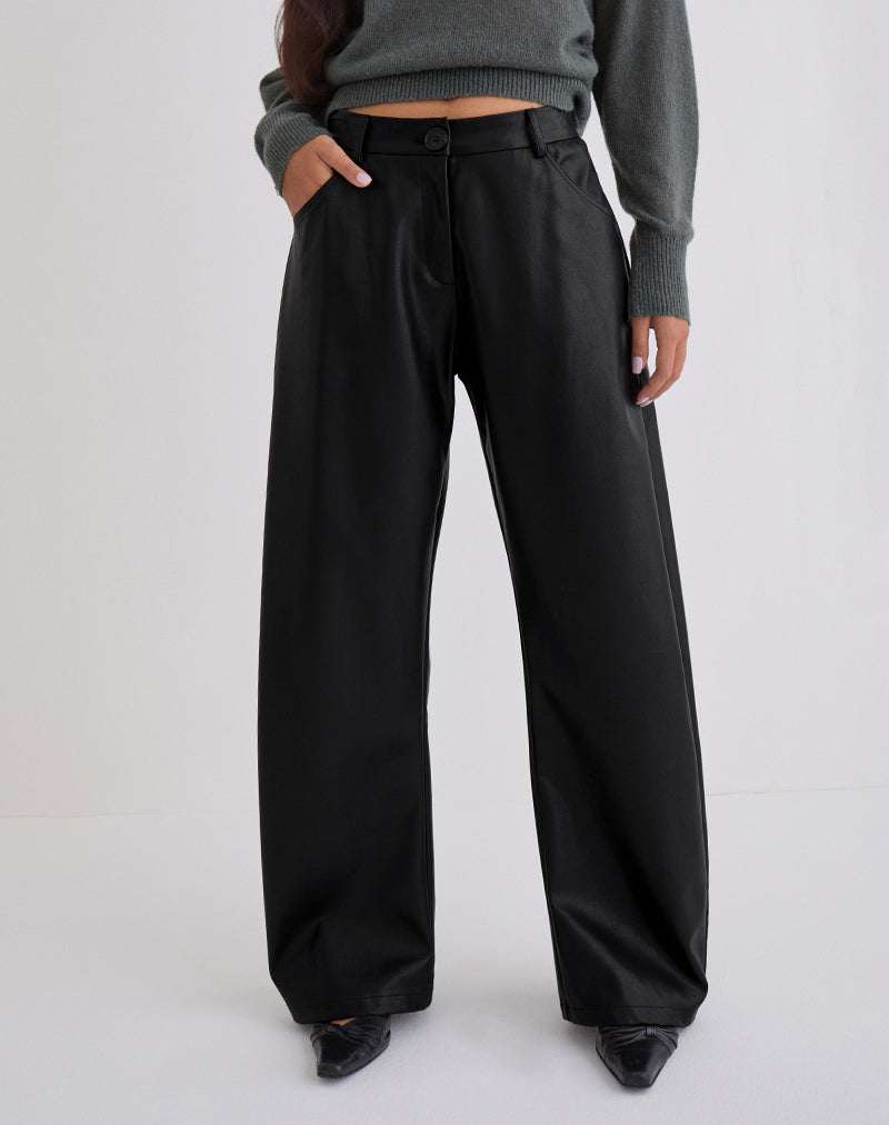 Barvyn Barrel Leg Trouser in PU Black