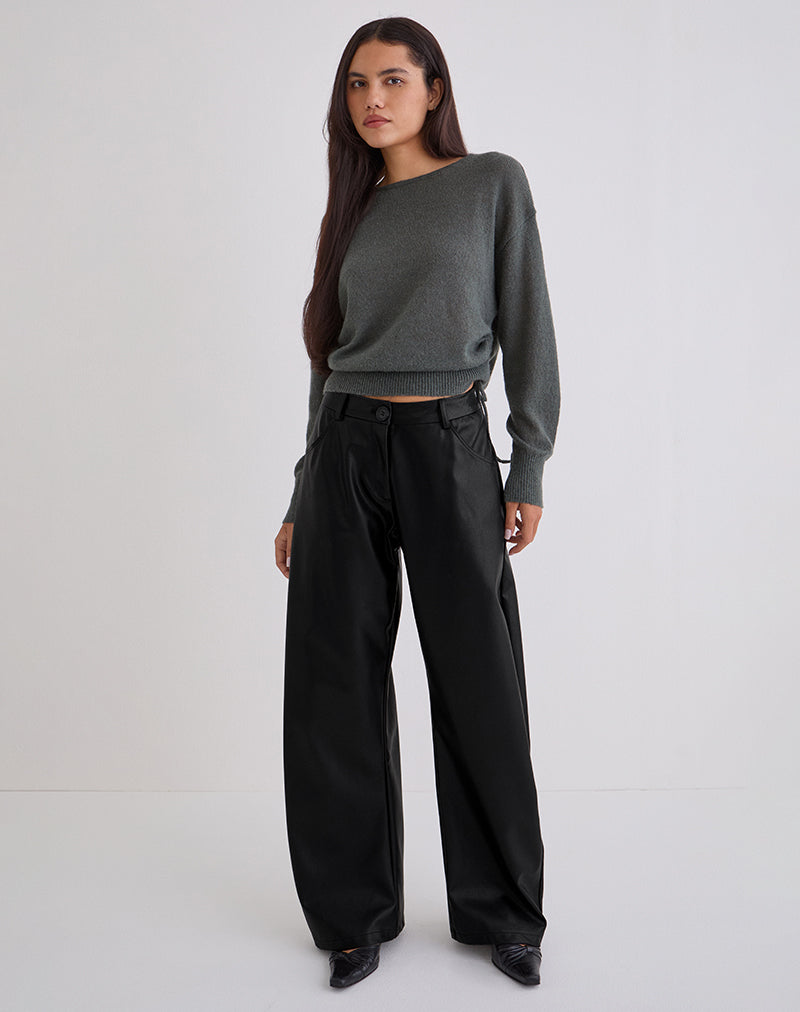 Barvyn Barrel Leg Trouser in PU Black