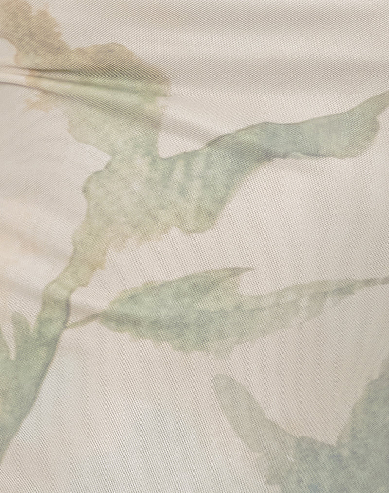 Basir Cowl Neck Mini Dress in Abstract Painted Flower Blue