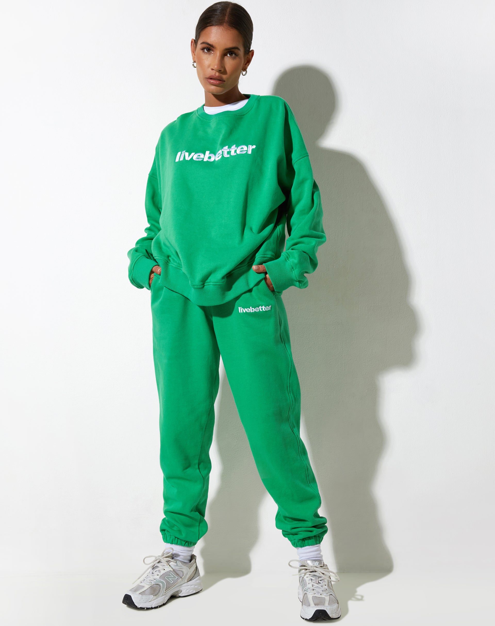 Basta Jogger in Fun Green with 'Live Better' Embro