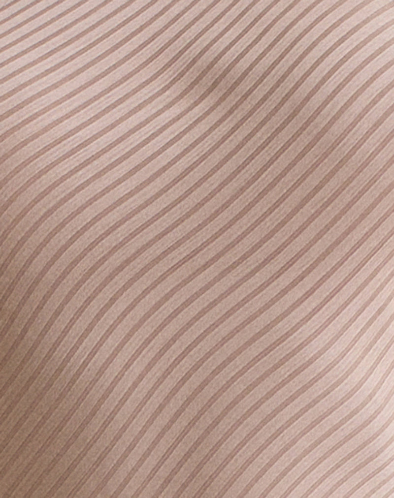 Belara Maxi Dress in Satin Stripe Taupe