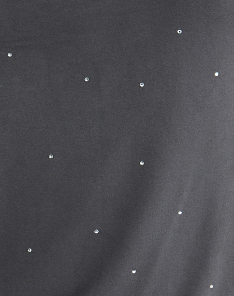 Belia Cinched Waist Mini Dress in Diamante Dark Grey