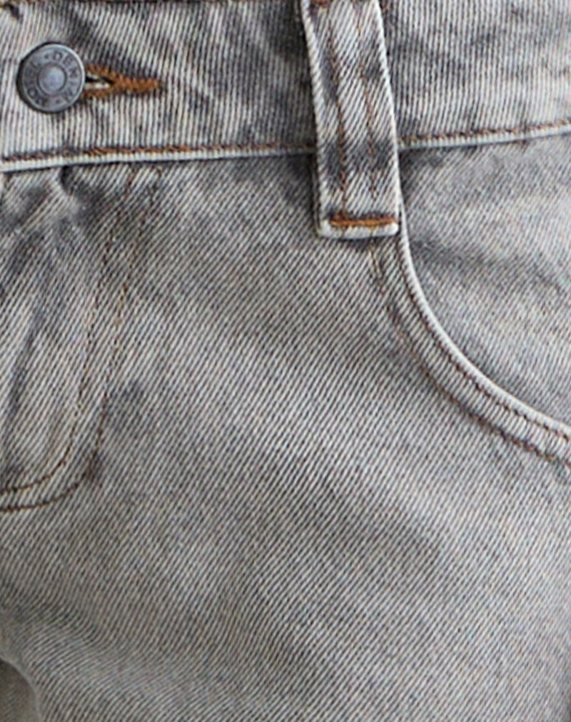 Bell Bottom Low Rise Flare Jeans in Bleached Grey