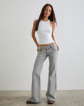 Bell Bottom Low Rise Flare Jeans in Bleached Grey