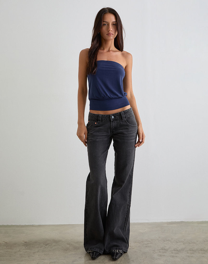 Bell Bottom Low Rise Flare Jeans in Vintage Black