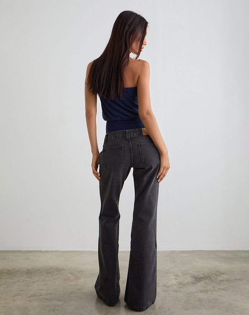 Bell Bottom Low Rise Flare Jeans in Vintage Black