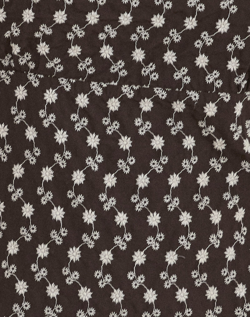 Bella Mini Tea Dress in Floral Broderie Brown