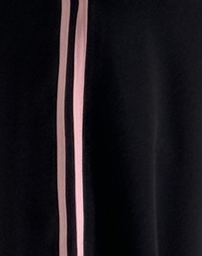 Bennett Trouser in Black with Pink Side Stripe