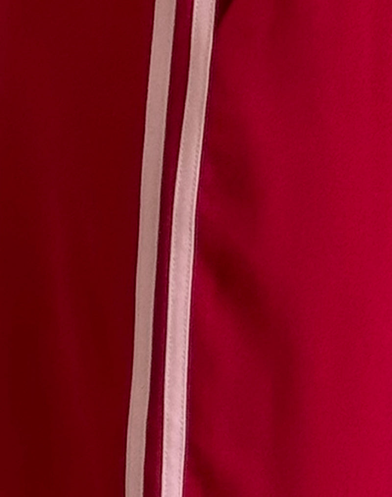 Bennett Wide Leg Trouser in Tailoring Red with Pink Stripe