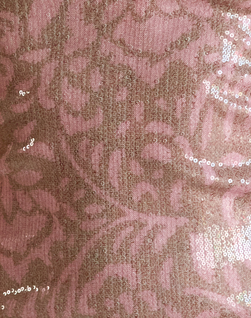 Bertolt Mini Dress in Boho Batik Sequin Pink