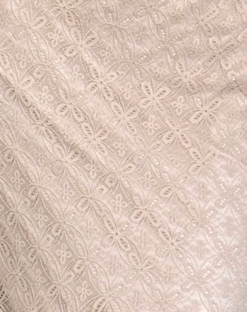 Betharia Frill Detail Midi Skirt in Nude Lace