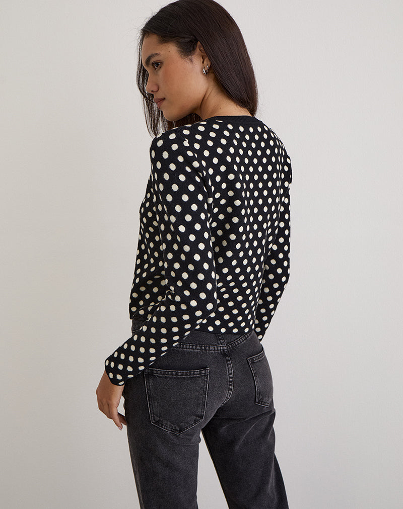 Bhavina Cardigan in Mono Polka
