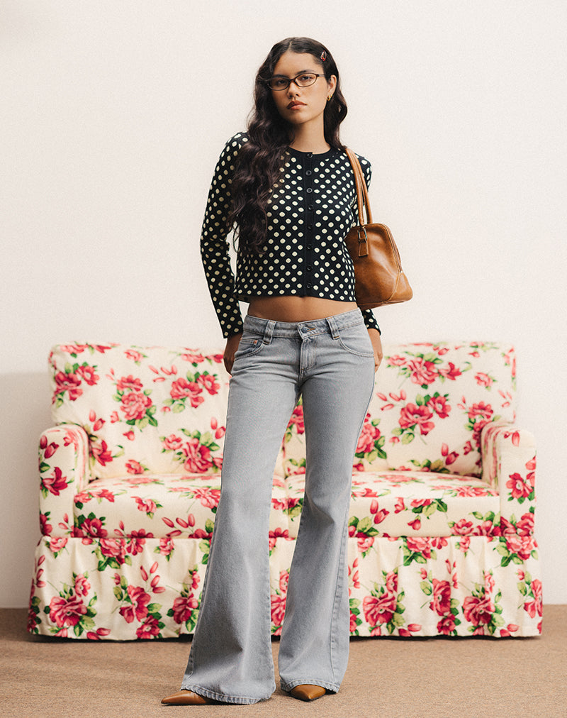 Bhavina Cardigan in Mono Polka