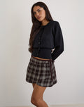 Billa Wrap Mini Skirt in Grey Check