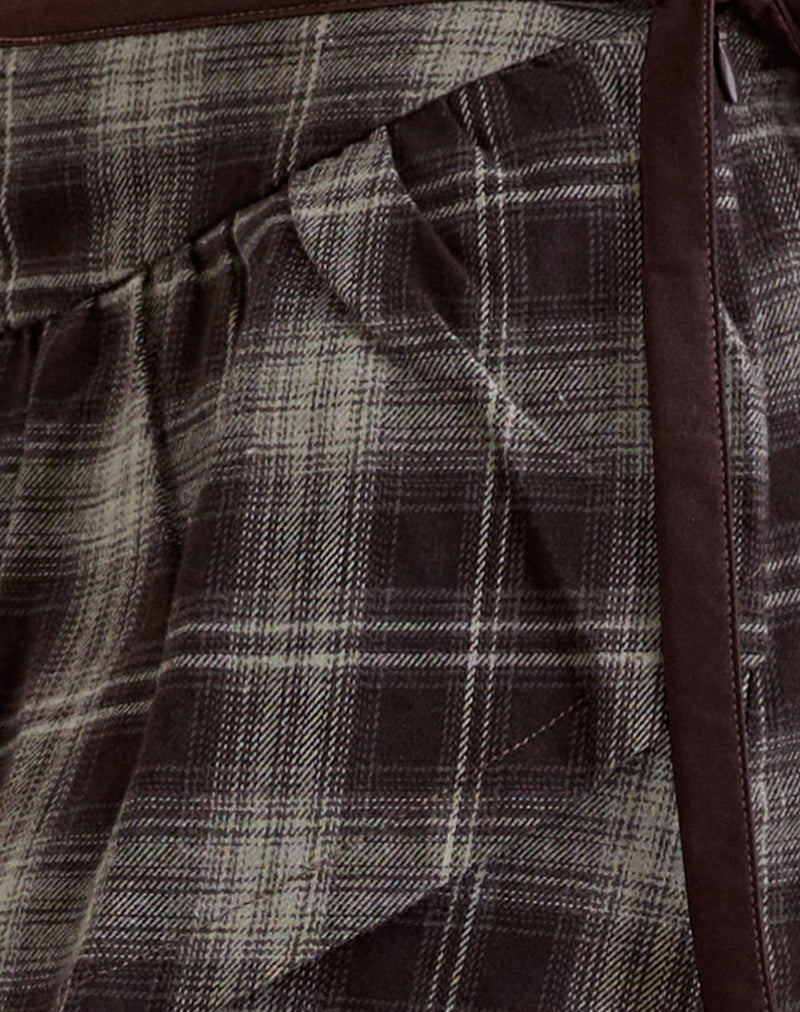 Billa Wrap Mini Skirt in Grey Check