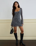 Bindara Mini Dress in Pretty Petal Flock Dark Grey