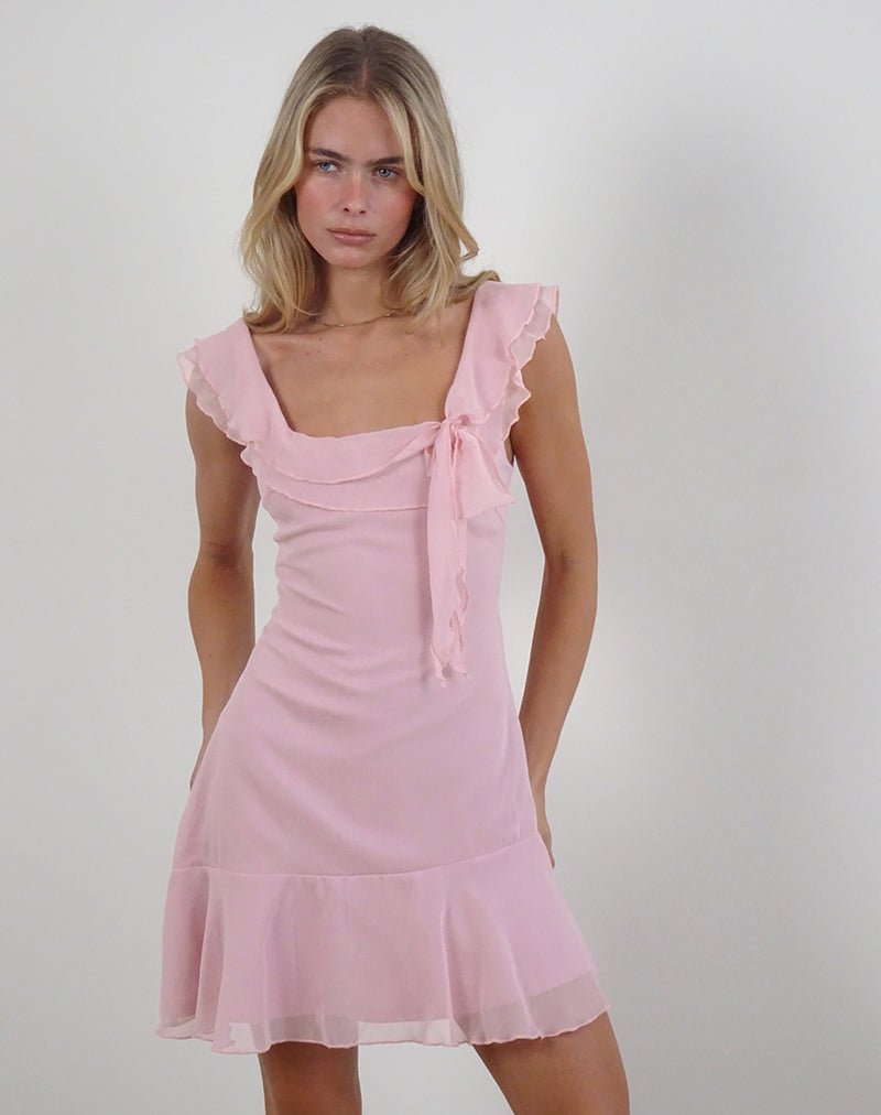 Binita Mini Dress in Chiffon Peony