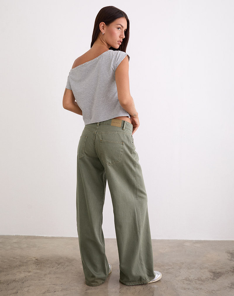 Low Rise Roomy Jeans in Fern Green