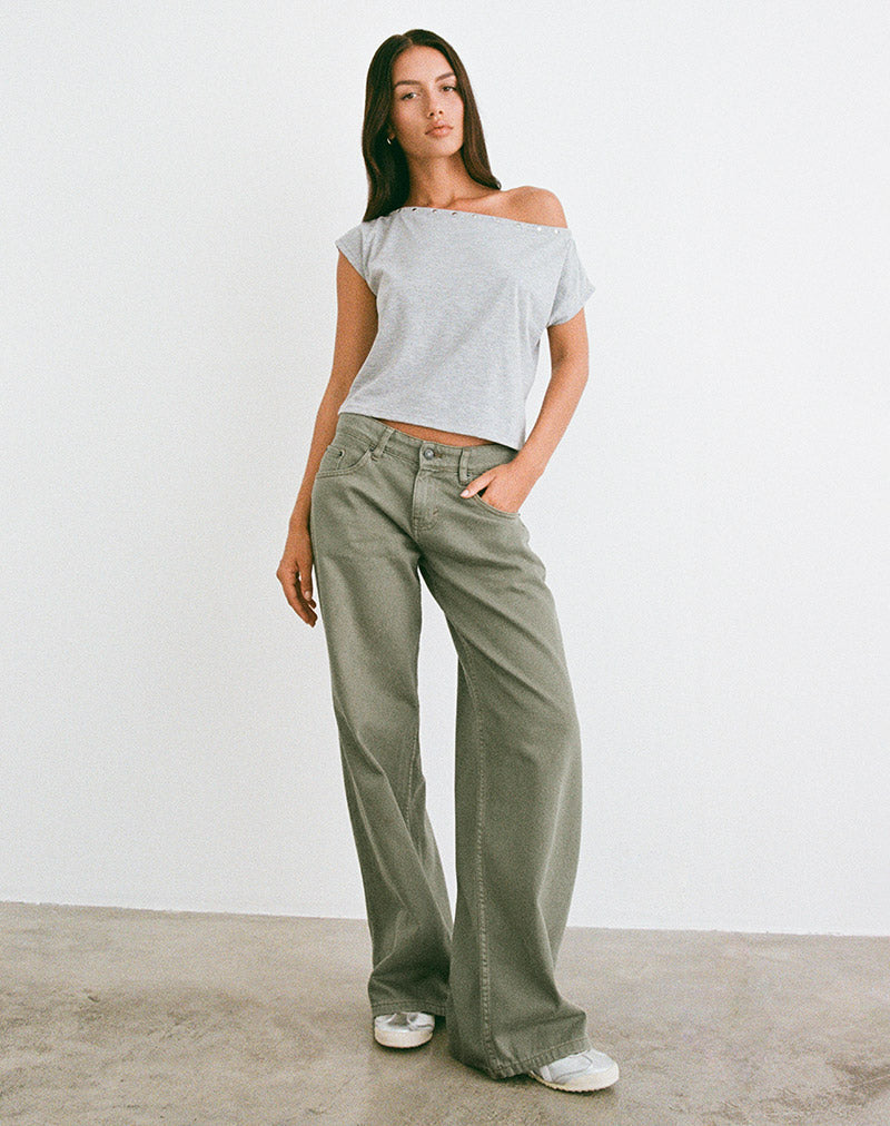 Low Rise Roomy Jeans in Fern Green