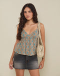 Bluebell Cami Top in Blue and Brown Floral Bohemian Batik