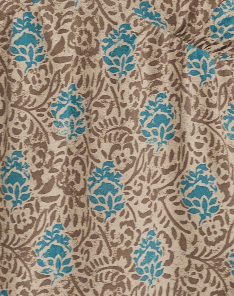 Bluebell Cami Top in Blue and Brown Floral Bohemian Batik