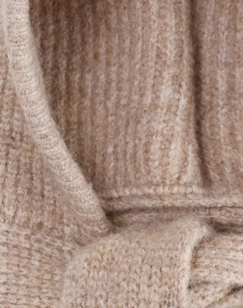 Bonnet Hat in Knit Beige