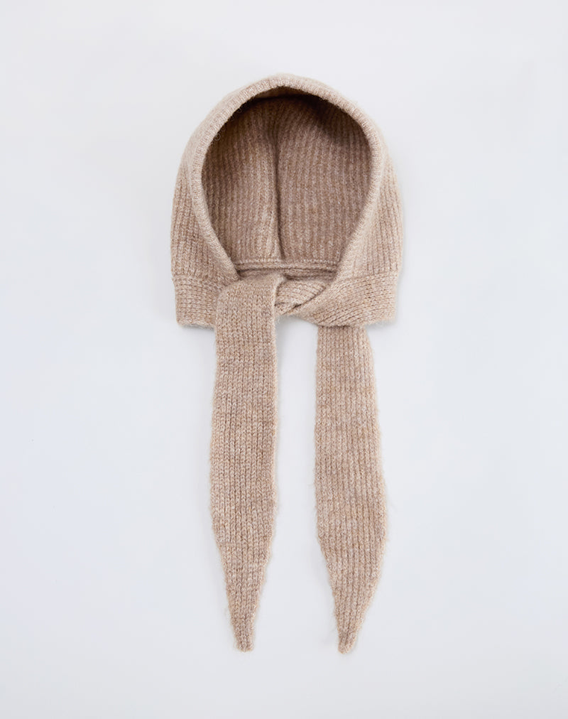 Bonnet Hat in Knit Beige