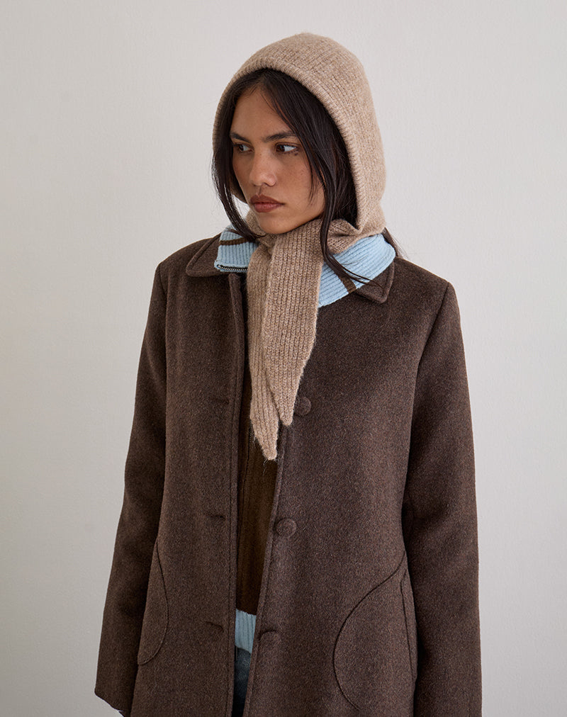 Bonnet Hat in Knit Beige