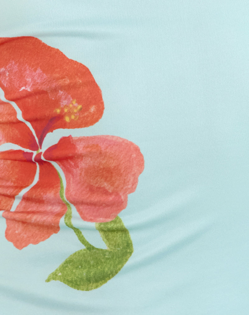 Boril Cami Top in Mono Flower Blue and Orange