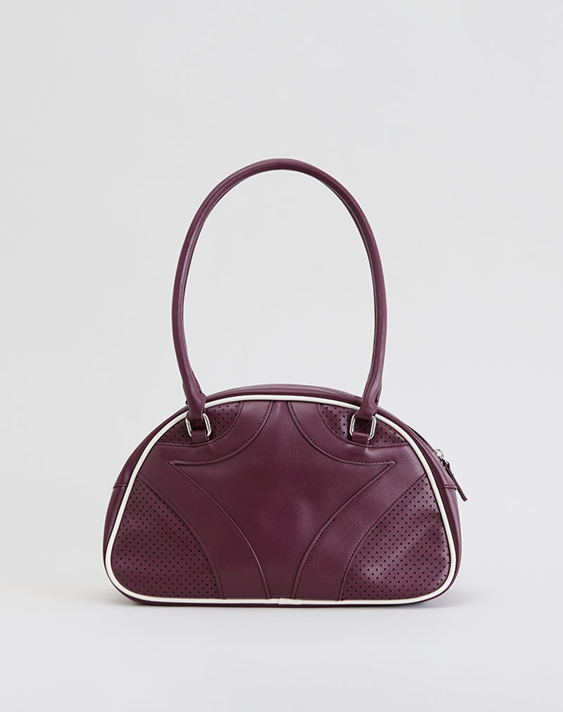 Bowler Bag in Cream and Burgundy