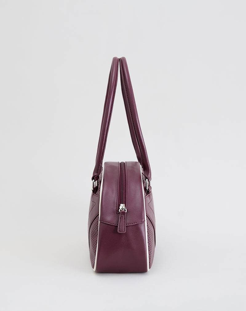 Bowler Bag in Cream and Burgundy